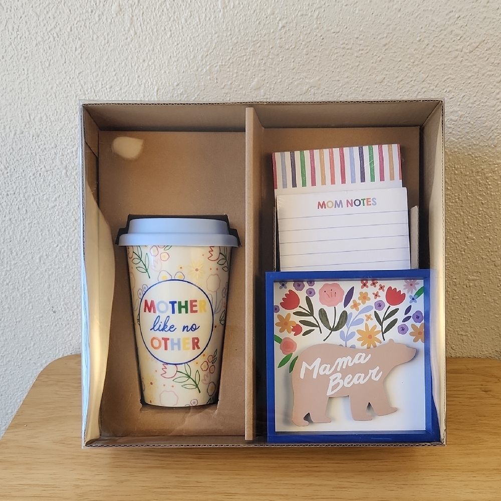 Mother's Day Mama Bear Gift Set, Blue & Pink, 4 Piece Set